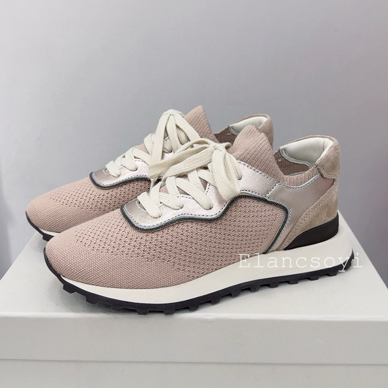 Flat Shoes Women String Bead K - Knit Fabric Lace Up Sneakers ulasan dan harga