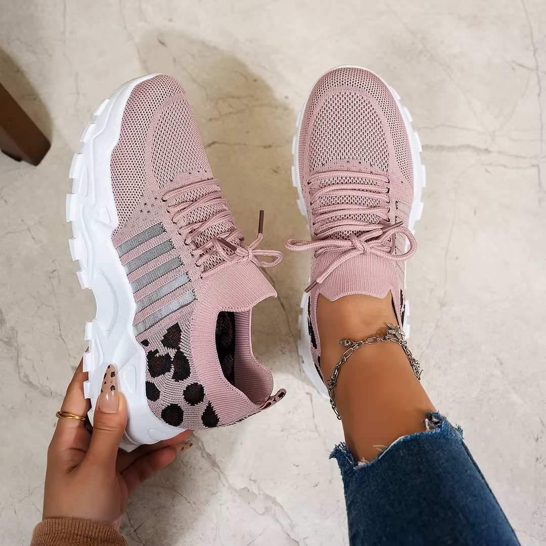 Women's Spring Autumn Knitted  - Knit Fabric Lace Up Sneakers ulasan dan harga