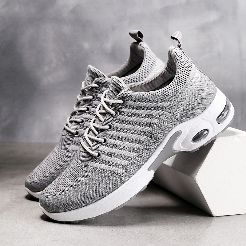Men's Sneakers Knit Shoes Fash - Knit Fabric Lace Up Sneakers ulasan dan harga