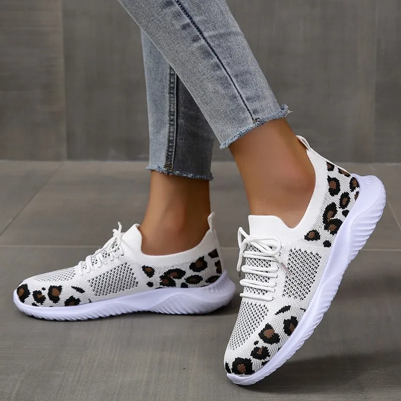 New Summer Women's Knitted Mes - Knit Fabric Lace Up Sneakers ulasan dan harga